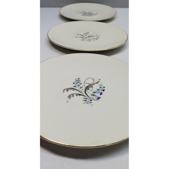 3 Edwin Knowles China Blue Bells Saucers - Picture 2 of 12